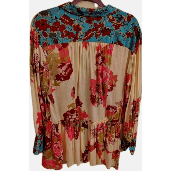 Free People Brunch A Bunch Boho Tunic Shirt in Light Combo Oversized Size XS - Picture 6 of 9